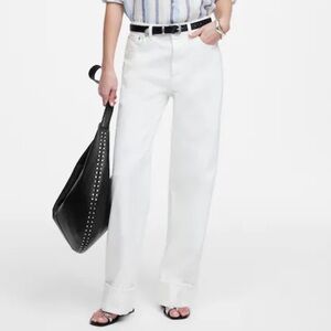 NEW MADEWELL Low-Slung Baggy‎ Jeans in Pure White Wide Leg Size 29